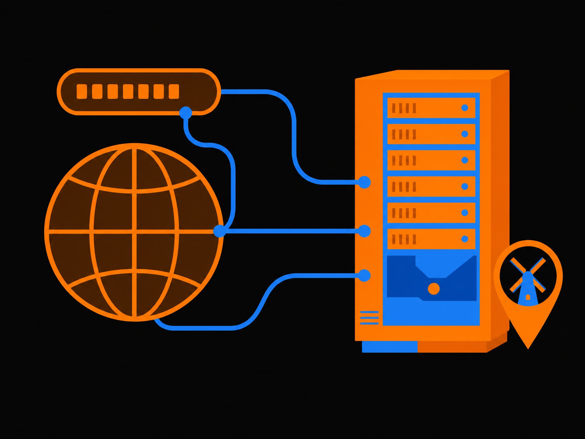 QDE domain connected to a server hosted in Amsterdam