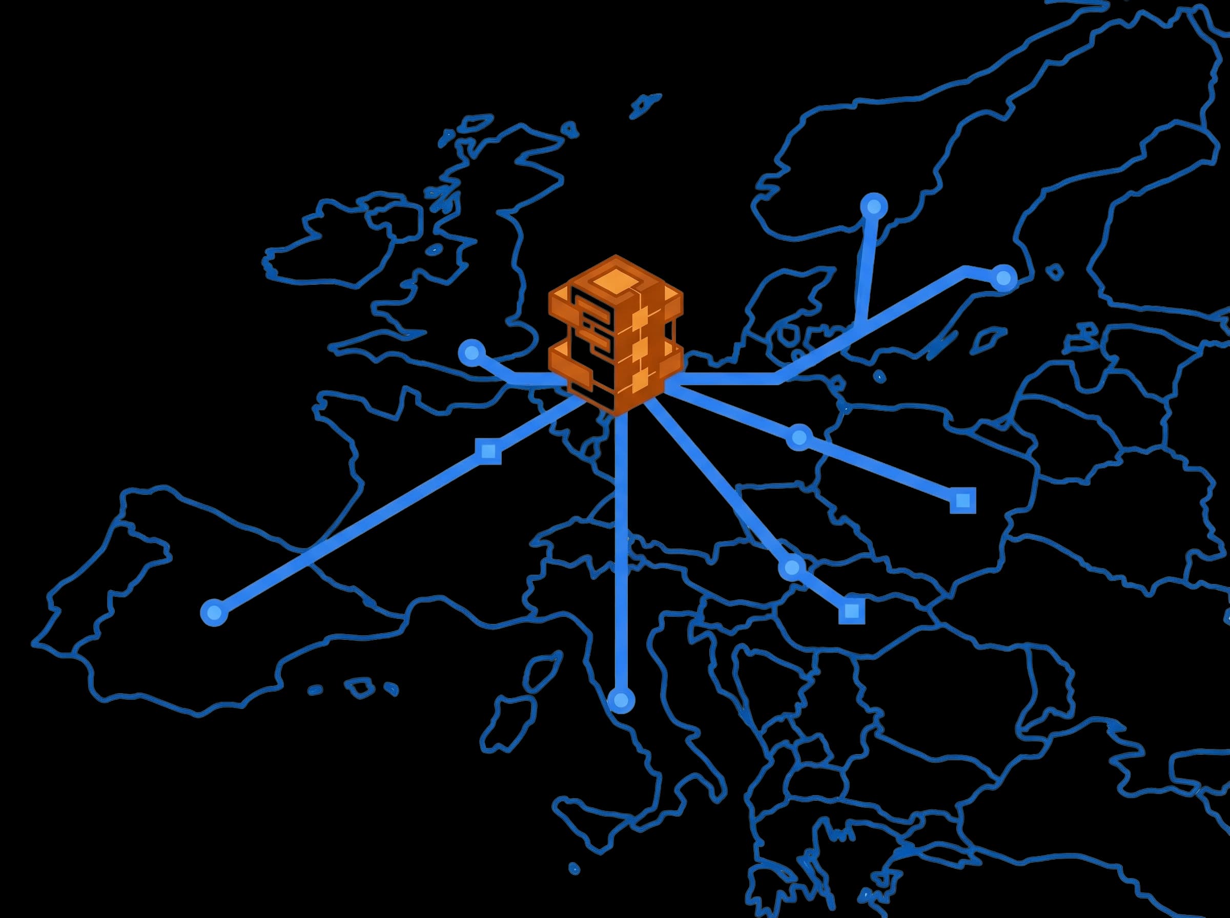 Amsterdam data center with European network connectivity map