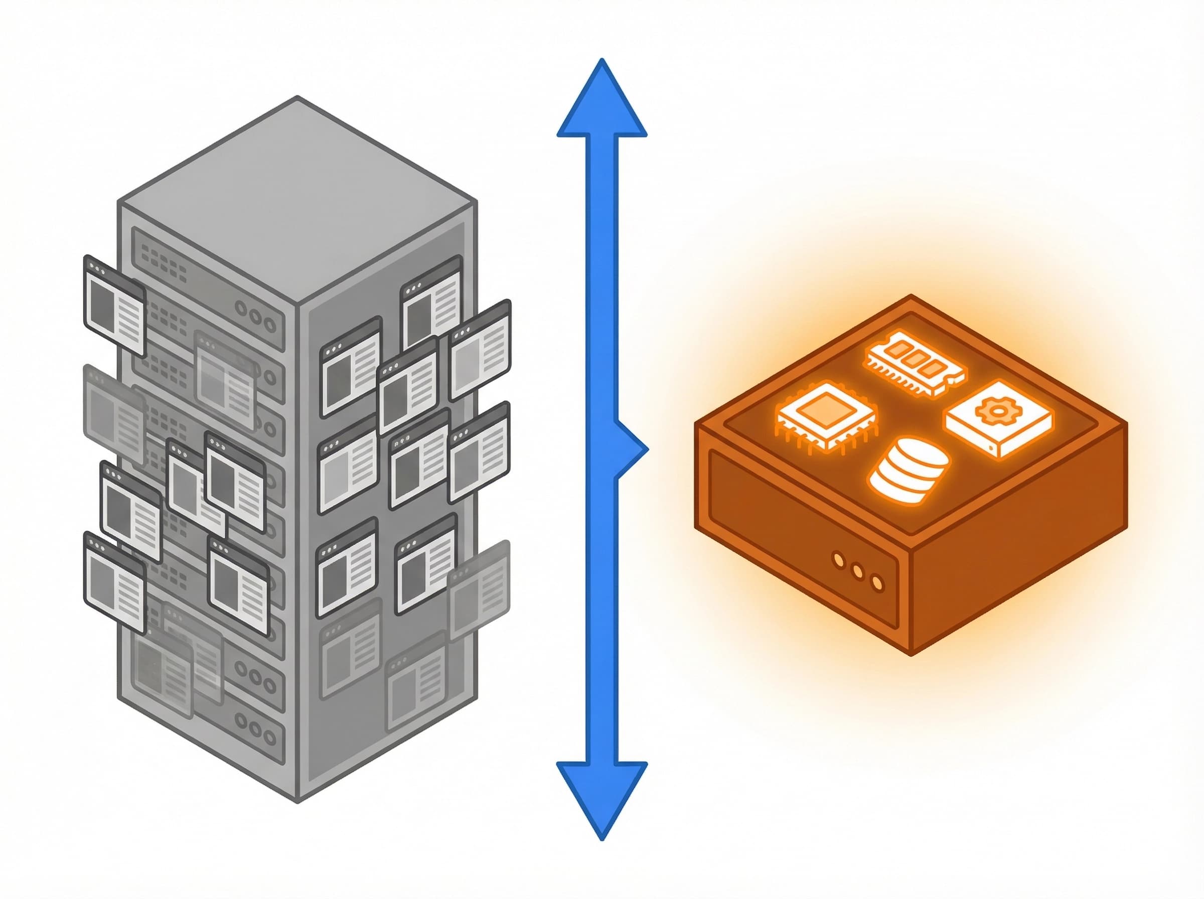 Illustration showing dedicated VPS resources versus shared hosting